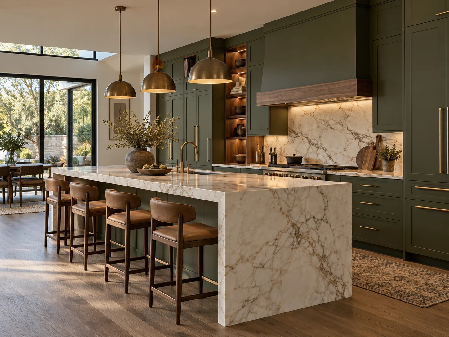 Olive, walnut & marble — Kitchen concept. Click to enlarge.